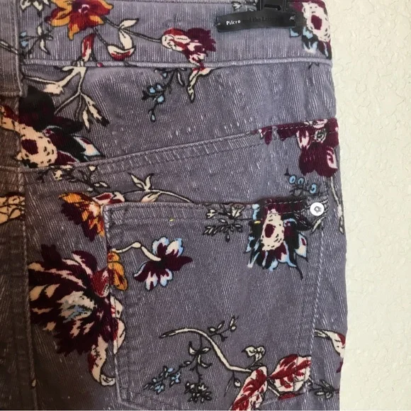 Pilcro & Letterpress Anthropology Gray Floral High Rise Skinny Cord Jeans 28 - Picture 8 of 11